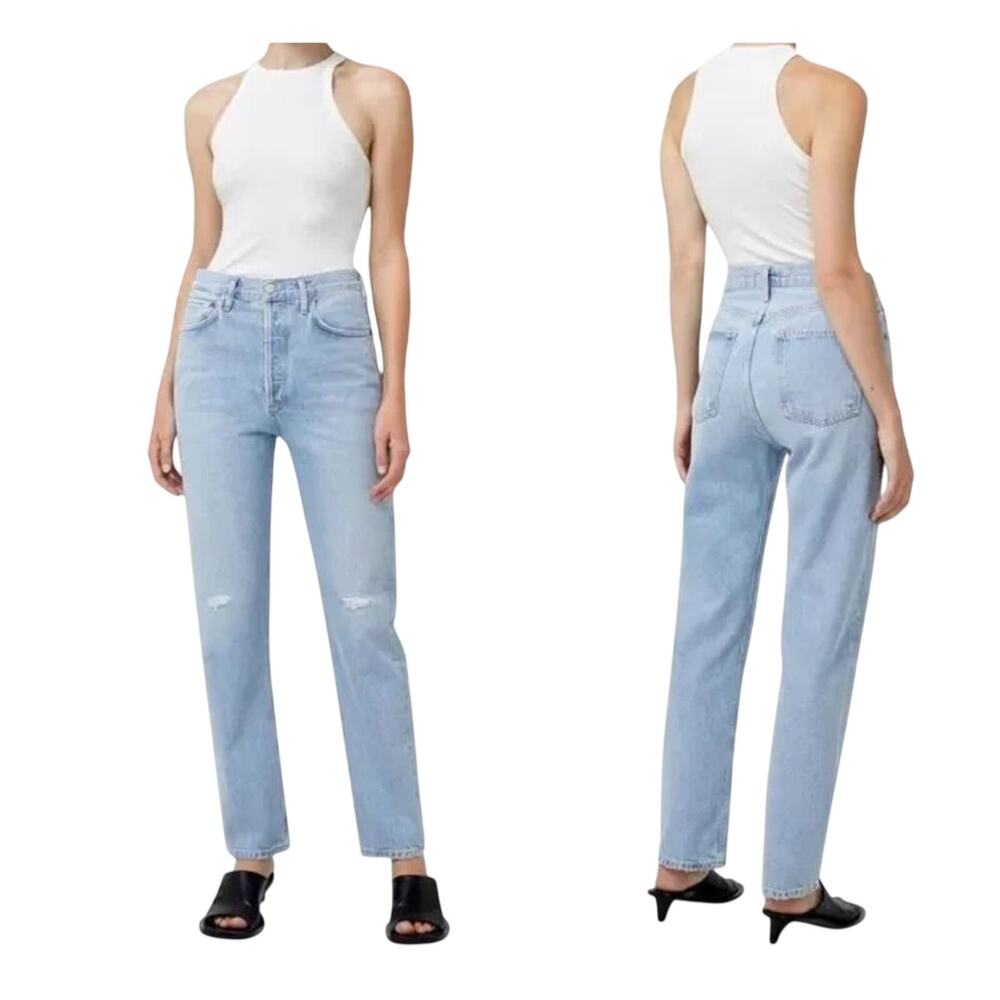 AGOLDE 90s Pinch Waist Flashback High Rise Straight Leg Light Wash 32 NWT
